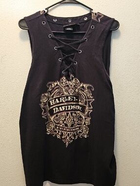 Harley-Davidson Women's Black Lace-Up Graphic Tank